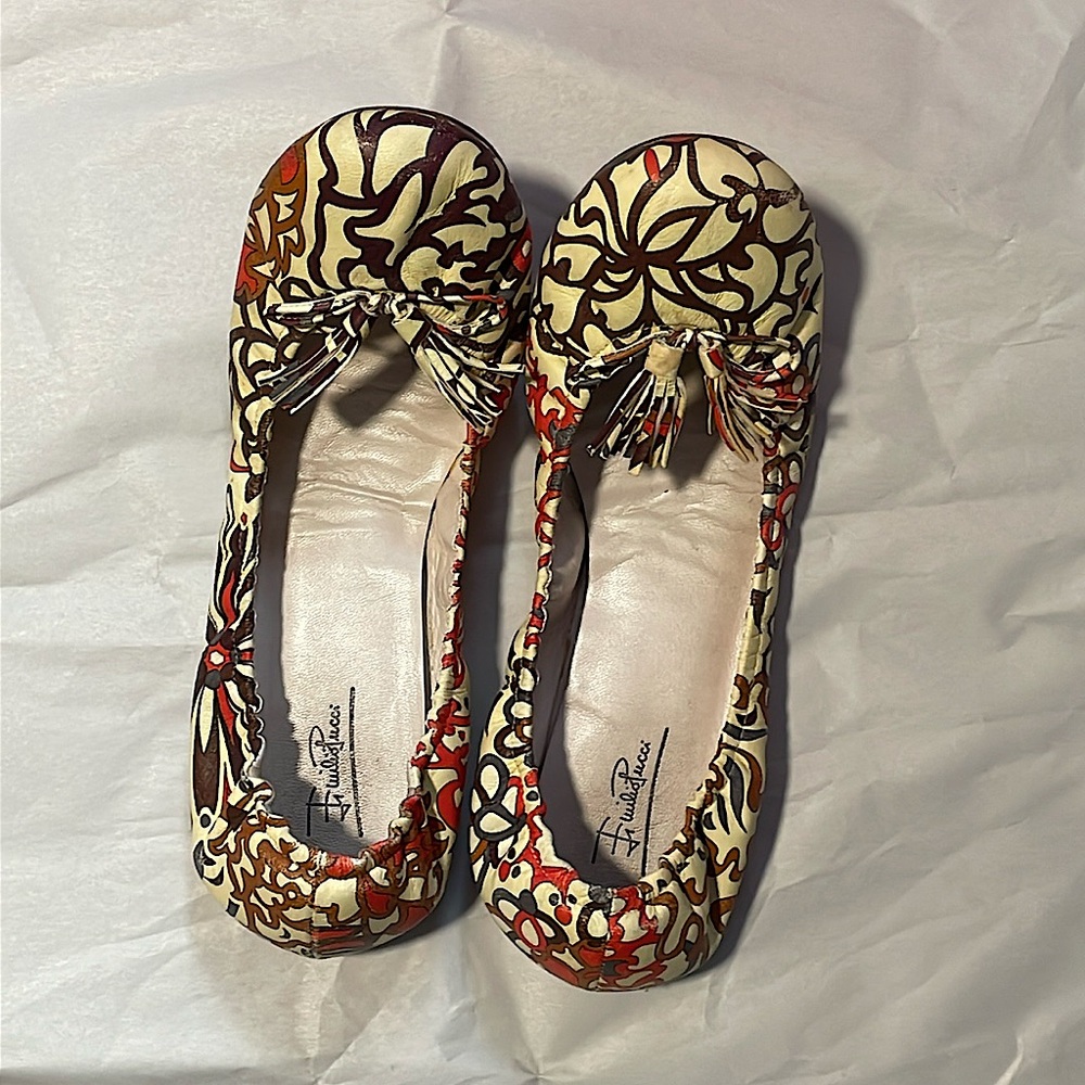 Emilio Pucci Leather Ballet Flats Classic Print - Picture 7 of 15